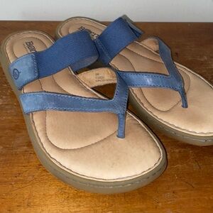 Born SRI Blue Leather Slide Strappy Comfortable Sandals Women's Size 8